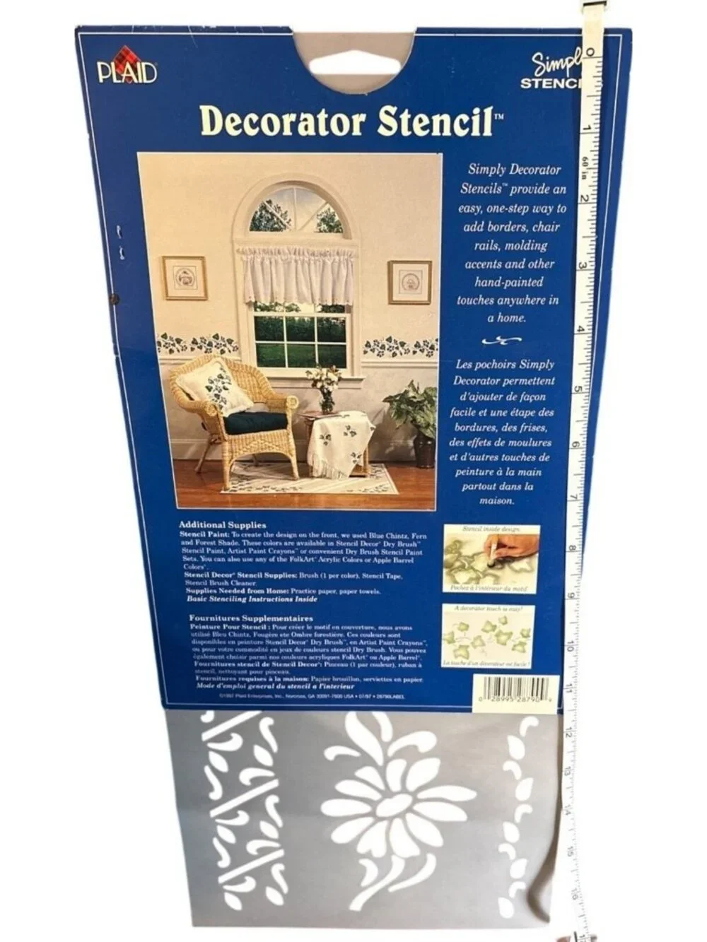 Vintage 1997 Plaid Simply Stencil Decorator Edge Reuseable Stencil #25790Floral